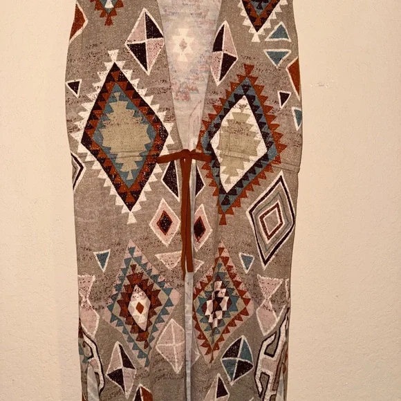 Double D Ranch Multicolor Western Tribal Kimono Size Large - Picture 4 of 8